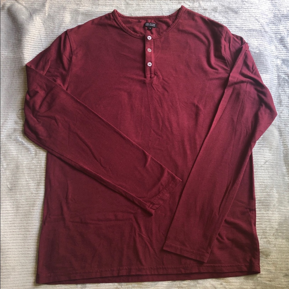 Two Blind Brothers Sz L Maroon Long Sleeve Henley